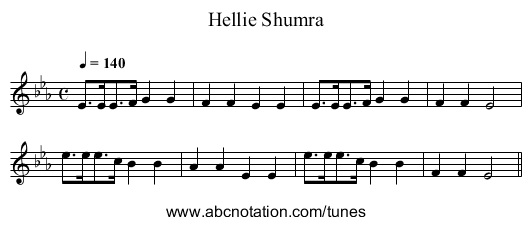Hellie Shumra - staff notation