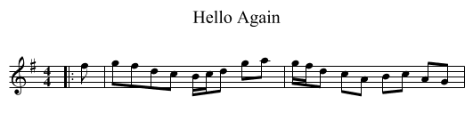 Hello Again - staff notation