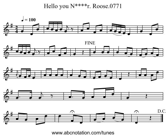 Hello you N****r. Roose.0771 - staff notation