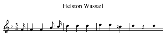 Helston Wassail - staff notation