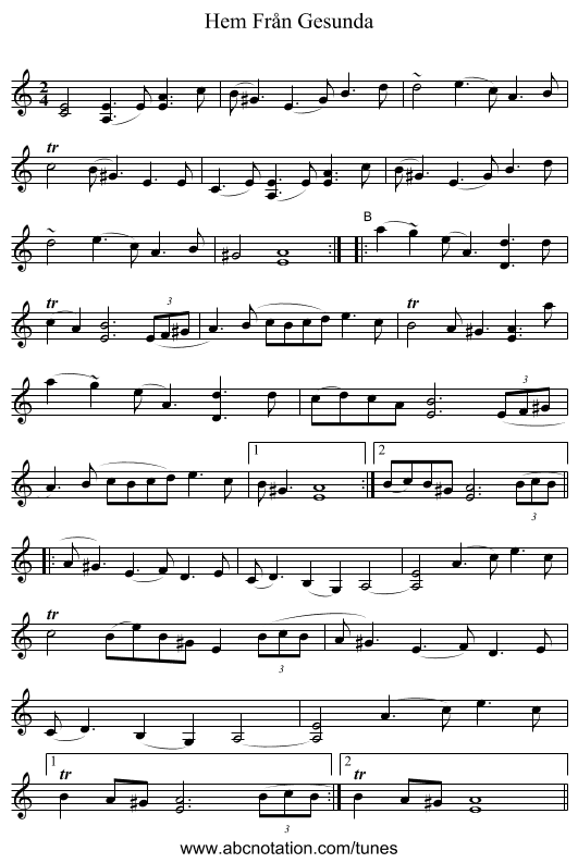 Hem Från Gesunda - staff notation