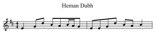 Heman Dubh - staff notation