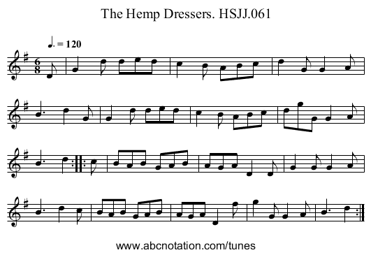 Hemp Dressers. HSJJ.061, The - staff notation
