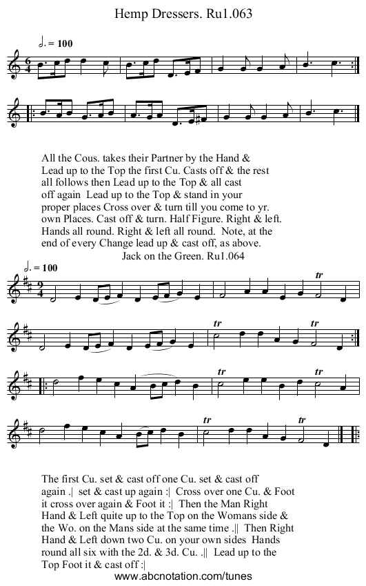 Hemp Dressers. Ru1.063 - staff notation