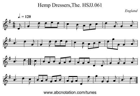Hemp Dressers,The. HSJJ.061 - staff notation