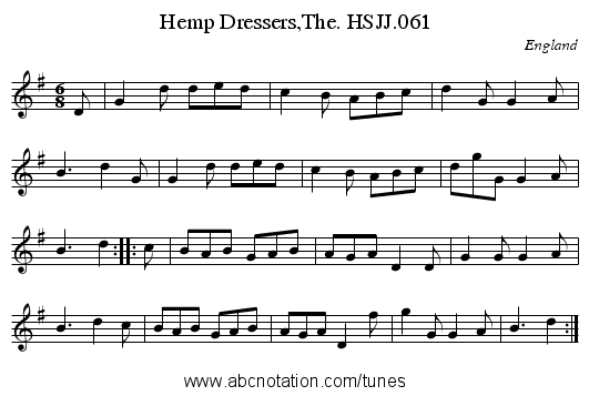 Hemp Dressers,The. HSJJ.061 - staff notation