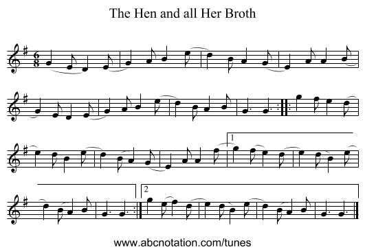 Hen and all Her Broth, The - staff notation