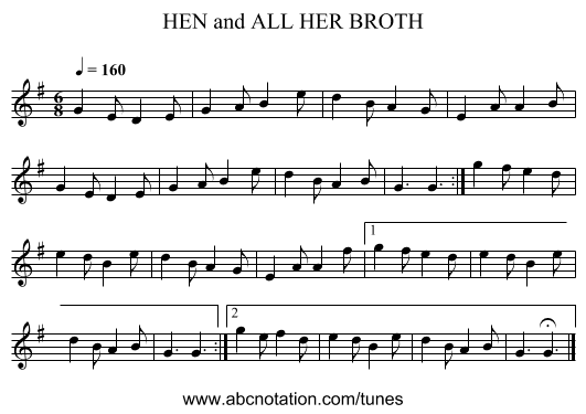 HEN and ALL HER BROTH - staff notation