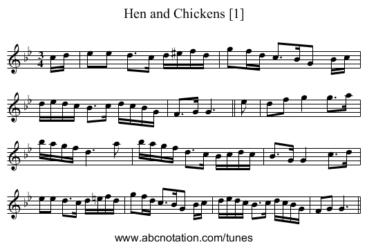 Hen and Chickens [1] - staff notation