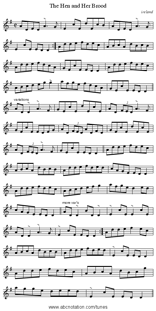 Hen and Her Brood, The - staff notation