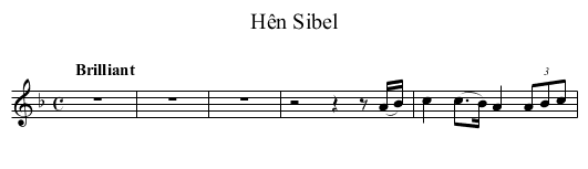 Hên Sibel - staff notation