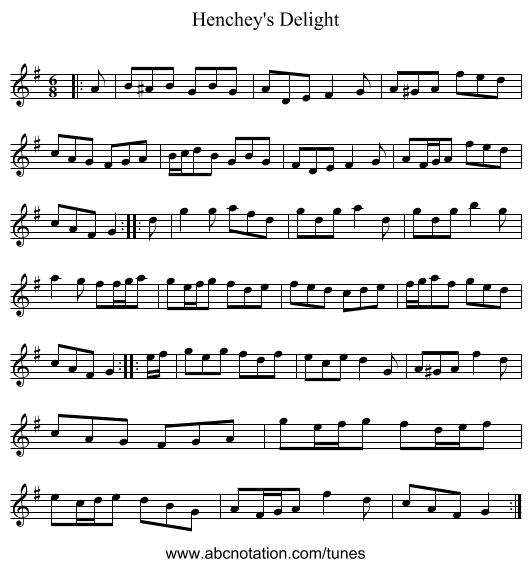 Henchey's Delight - staff notation