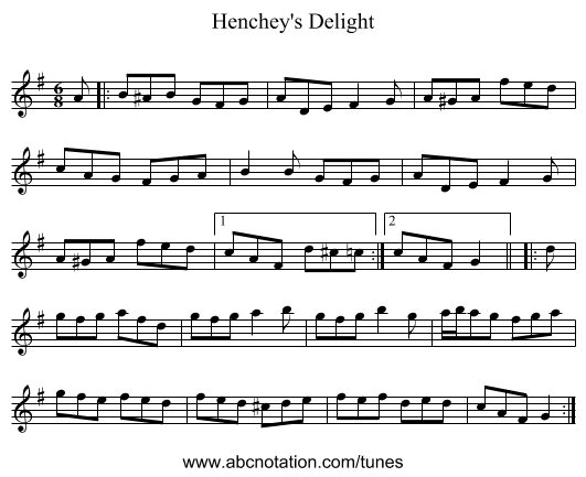 Henchey's Delight - staff notation