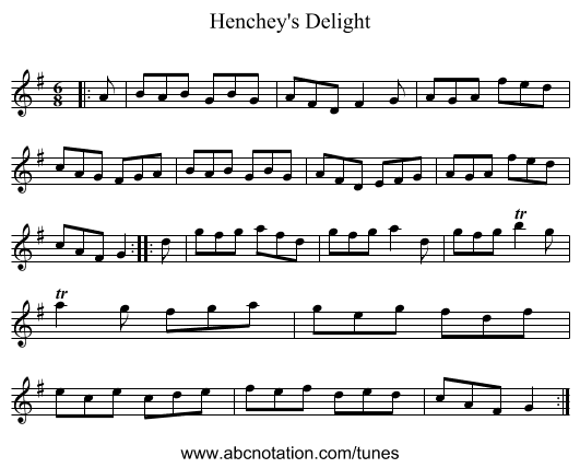 Henchey's Delight - staff notation