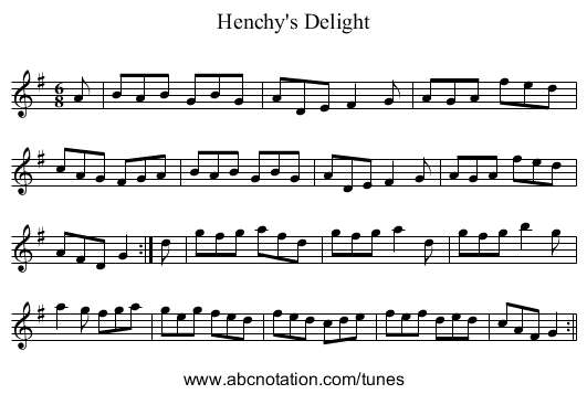 Henchy's Delight - staff notation