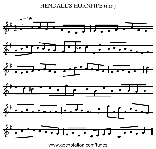 HENDALL'S HORNPIPE (arr.) - staff notation