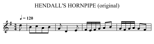 HENDALL'S HORNPIPE (original) - staff notation