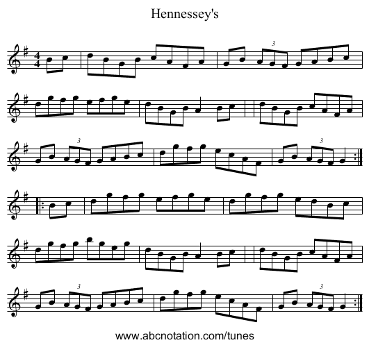 Hennessey's - staff notation