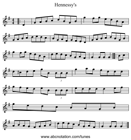 Hennessy's - staff notation