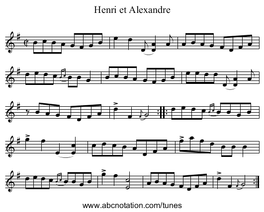 Henri et Alexandre - staff notation