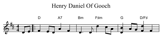 Henry Daniel Of Gooch - staff notation