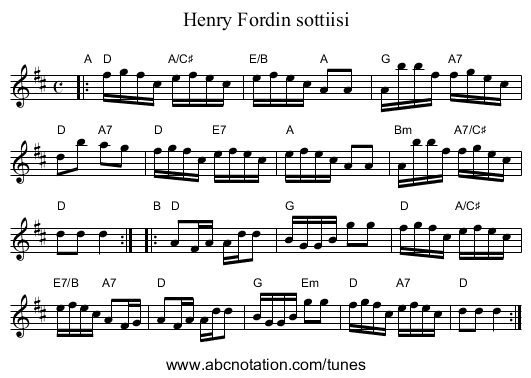 Henry Fordin sottiisi - staff notation