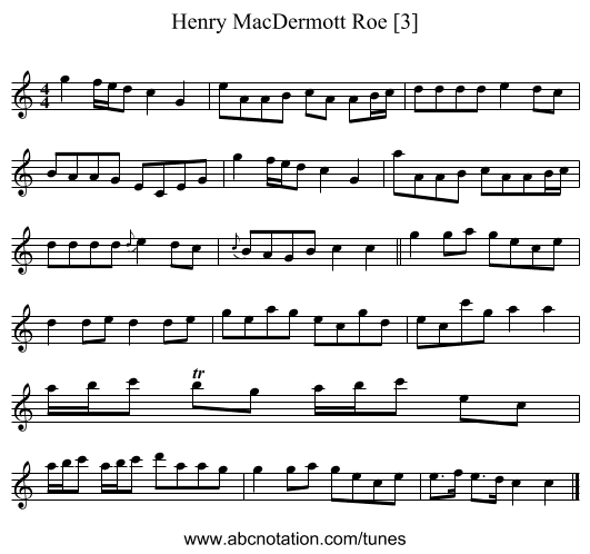 Henry MacDermott Roe [3] - staff notation