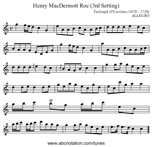 Henry MacDermott Roe (3rd Setting) - staff notation