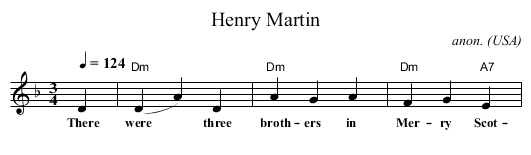 Henry Martin - staff notation