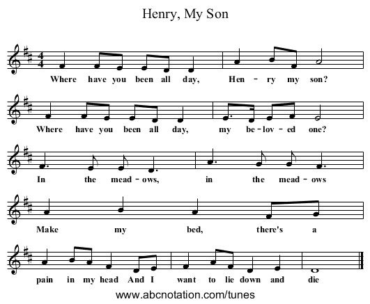 Henry, My Son - staff notation