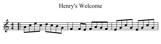 Henry's Welcome - staff notation