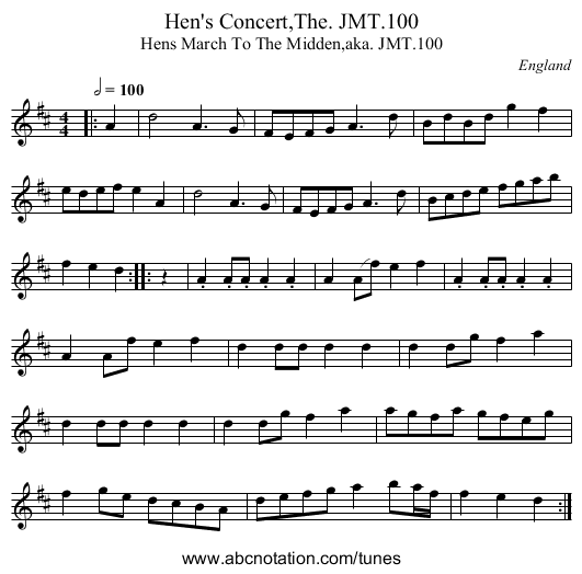 Hen's Concert,The. JMT.100 - staff notation