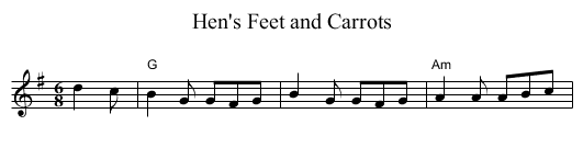 Hen's Feet and Carrots - staff notation