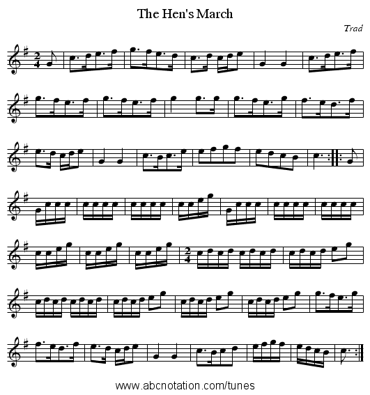 Hen's March, The - staff notation