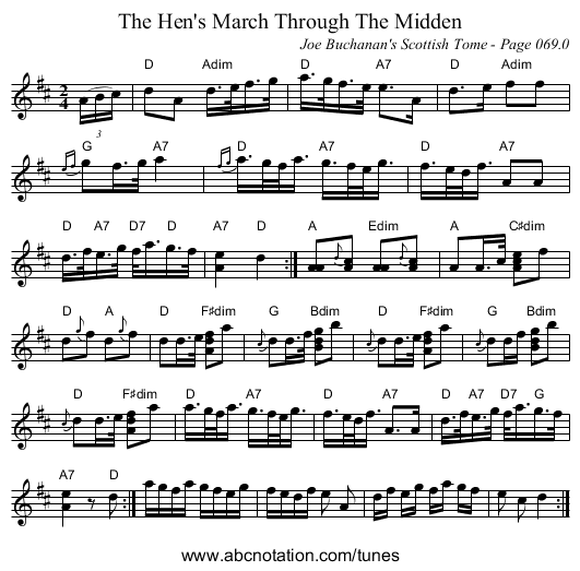 Hen's March Through The Midden, The - staff notation