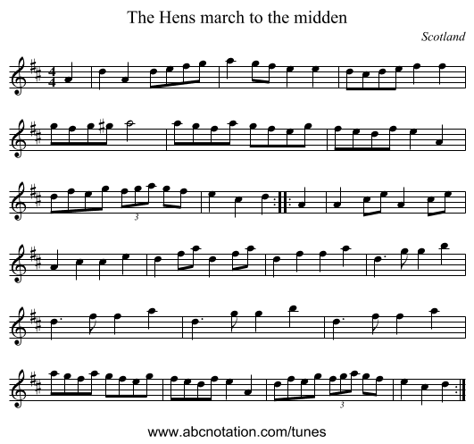 Hens march to the midden, The - staff notation