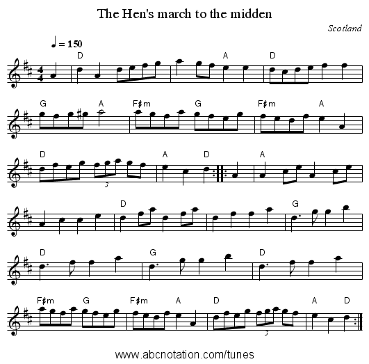 Hen's march to the midden, The - staff notation