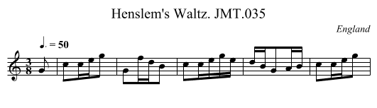 Henslem's Waltz. JMT.035 - staff notation