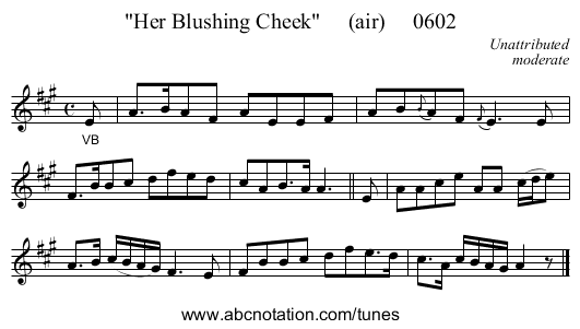 Her Blushing Cheek (air) 0602 - staff notation