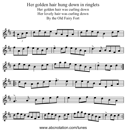 Her golden hair hung down in ringlets - staff notation