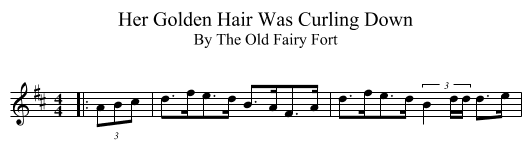 Her Golden Hair Was Curling Down - staff notation