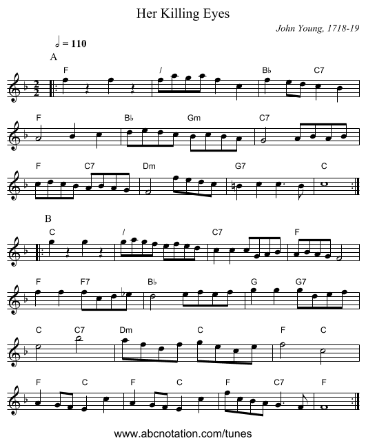 Her Killing Eyes - staff notation