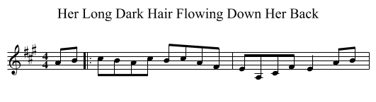 Her Long Dark Hair Flowing Down Her Back - staff notation