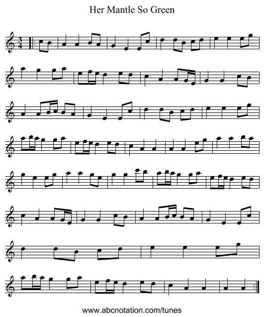 Her Mantle So Green - staff notation