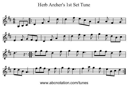 Herb Archer's 1st Set Tune - staff notation