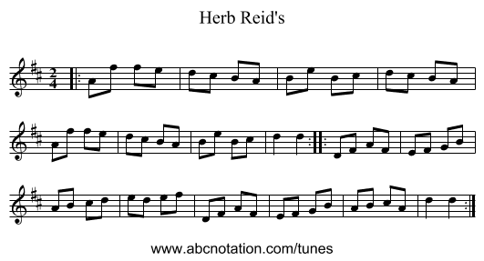 Herb Reid's - staff notation