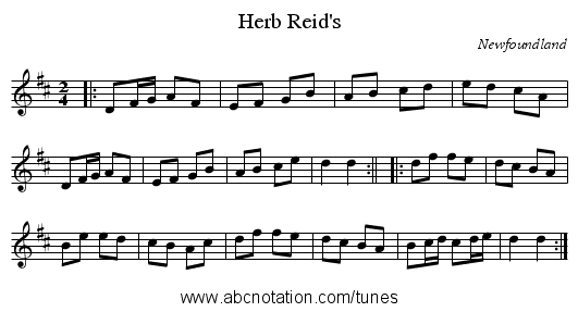 Herb Reid's - staff notation