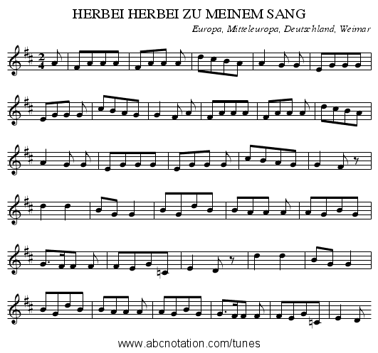 HERBEI HERBEI ZU MEINEM SANG - staff notation