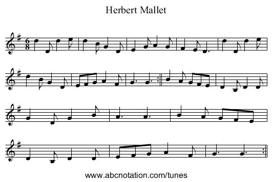 Herbert Mallet - staff notation