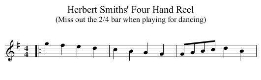 Herbert Smiths' Four Hand Reel - staff notation